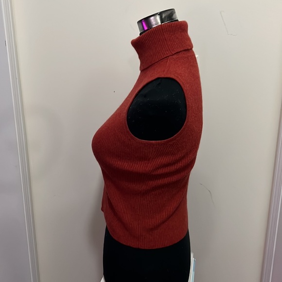 Sarah Spencer Marino Wool Turtleneck Cropped Top Size large - Picture 4 of 6